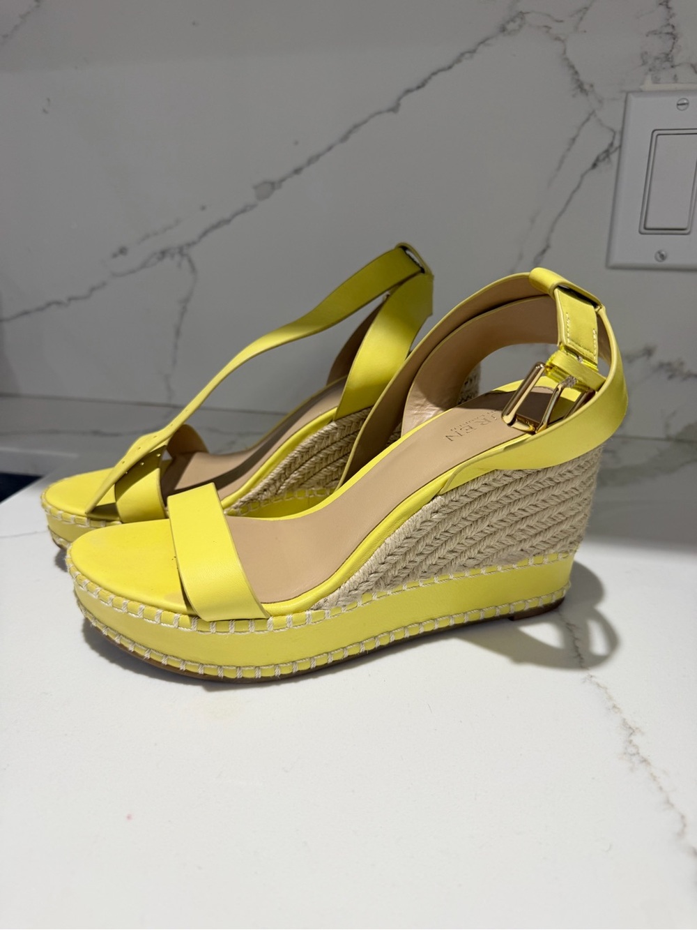Lauren Ralph Lauren Hilarie Yellow Espadrille Wedges – US 7.5B